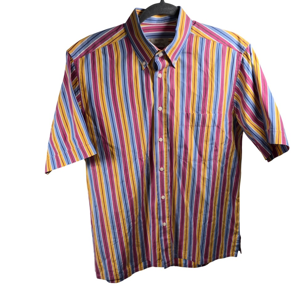 Marrin‎ for Chantal Capri Mens Short Sleeve Button Up Striped Cotton Shirt Italy
